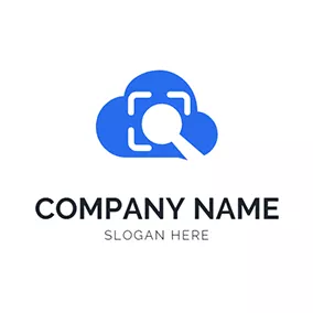 云Logo Scanning Cloud Magnifier Combine logo design