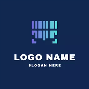 Software & App Logo Scanning Gradient Bar Code logo design