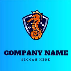 海洋logo Seahorse and Shield logo design