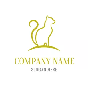 Outline Logo Seated Yellow Cat logo design