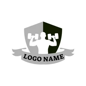 Logótipo De Campeonato Shield and Strong Muscle Man logo design