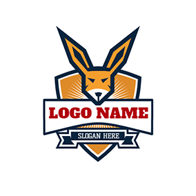 条幅logo Shield Banner Kangaroo Boxer logo design