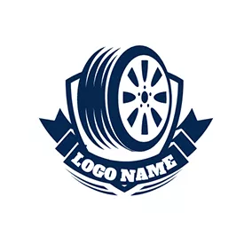 Automobile Logo Shield Banner Tyre Gang logo design