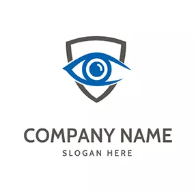 監控 Logo Shield Eye and Monitor logo design