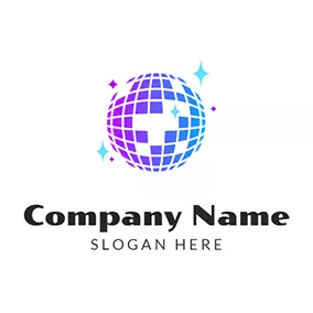 迪斯可 Logo Shiny Disco Ball logo design