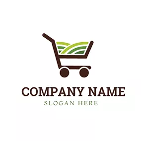 手推車 Logo Shopping Trolley and Abstract Vegetable logo design