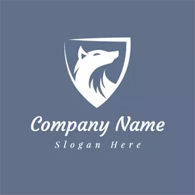 捕食者 Logo Silver Shield and Wolf logo design