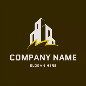 Industrial Logo Simple Architecture and Lightning logo design