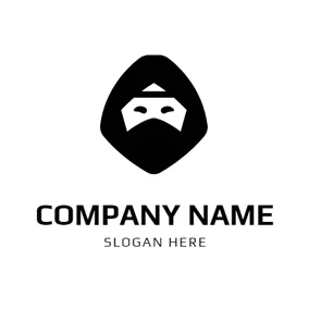 Barbarian Logo Simple Black Ninja Head logo design
