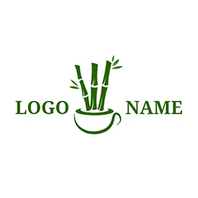 杯子logo Simple Cup and Slender Bamboo logo design