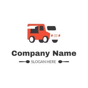 外賣logo Simple Food Truck Outline logo design