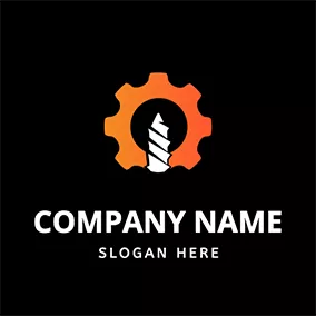 Industrial Logo Simple Gear Drill Outline logo design