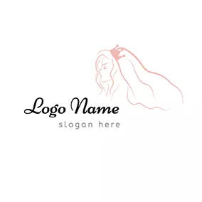 Marriage Logo Simple Outline and Beautiful Bride logo design