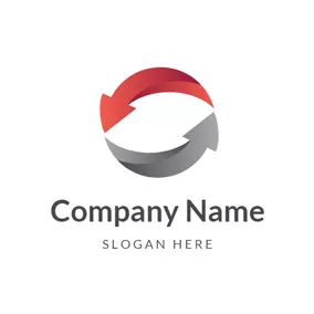 Round Logo Simple Red and Grey Rotary Round logo design