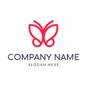 輪廓 Logo Simple Red Butterfly Outline logo design