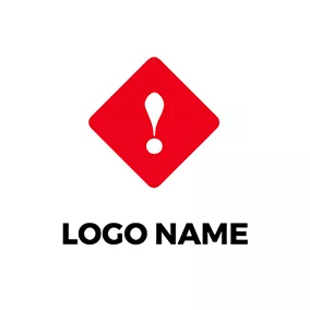 Logótipo De Cuidado Simple Rhombus Exclamation Mark Warning logo design