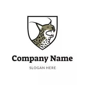 猞猁 Logo Simple Shield and Wildcat logo design