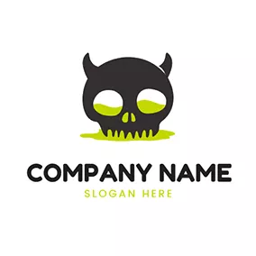 骷髏Logo Simple Skull and Devil logo design