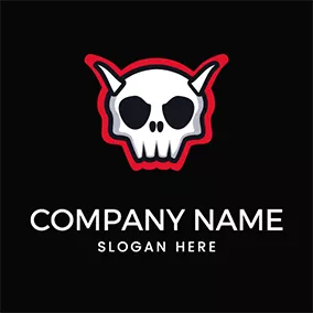 反派 Logo Simple Skull Horn Satan logo design