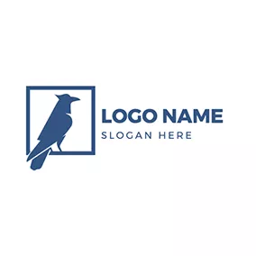 啄木鳥logo Simple Square Frame Woodpecker logo design
