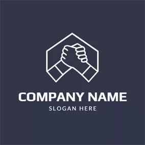 团队合作logo Simple White Handshake Icon logo design