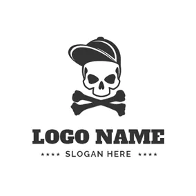 Fashion Logo Skeleton Hat and Unique Pattern logo design