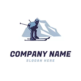 Ski Logo Skier and Mountain logo design