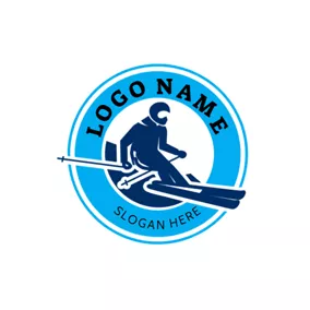 Social Media Profile Logo Skier and Ski Icon logo design
