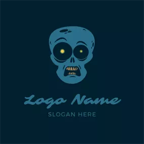 萬聖節logo Skull Head and Zombie logo design