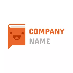 Dictionary Logo Smiling Face and Orange Book logo design