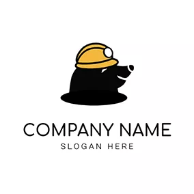 Mole Logo Smiling Mole and Yellow Helmet logo design