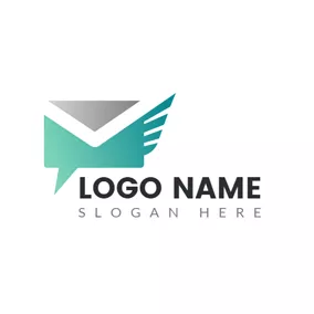 郵件Logo Special Green and Gray Envelope logo design