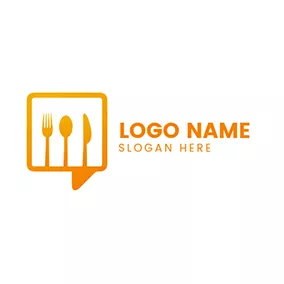 Logótipo De Cortar Speech Bubble Cutlery logo design
