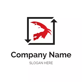 Software & App Logo Square Arrow and Red Bull logo design