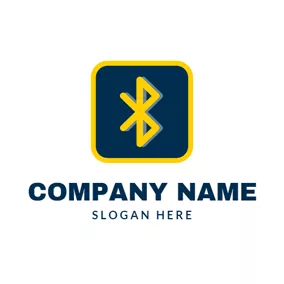 藍牙Logo Square Shape and Bluetooth logo design