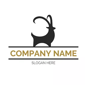 Horn Logo Stand Outline Simple Goat logo design