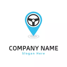 Place Logo Steering Wheel and Gps Location logo design