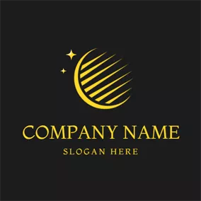 日食/月食 Logo Striped Eclipse and Star Icon logo design