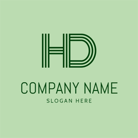 Striped Letter D and H logo design