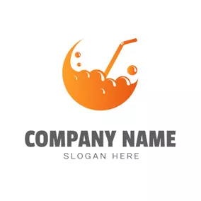 Bubbly Logo Sucker and Orange Juice logo design