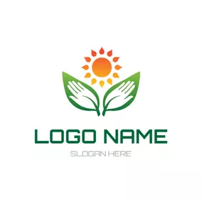 自然関連のロゴ Sun Flower and Nature Leaf logo design