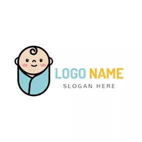 Facial Logo Swaddling Clothes and Cute Baby logo design