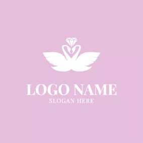 天鵝Logo Swan Couple and Diamond logo design