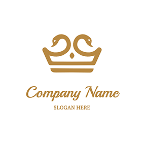 Logótipo Cisne Swan Crown Design Royal logo design