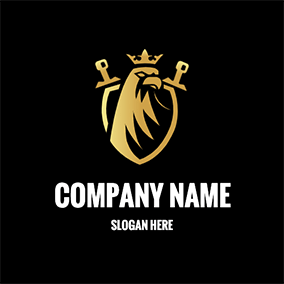 動物＆ペットロゴ Sword Shield Eagle Royal logo design