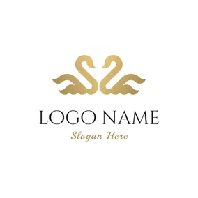 Logótipo De Casal Symmetry Beautiful Golden Swan logo design