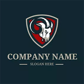 山羊 Logo Symmetry Outline and Goat Head logo design