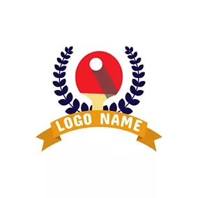 Emblem Logo Table Tennis Bat and White Ball logo design