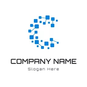 创业公司 Logo Tech Square Line Structure Crypto logo design