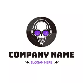 Cool Logo Techno Skull Sunglass logo design